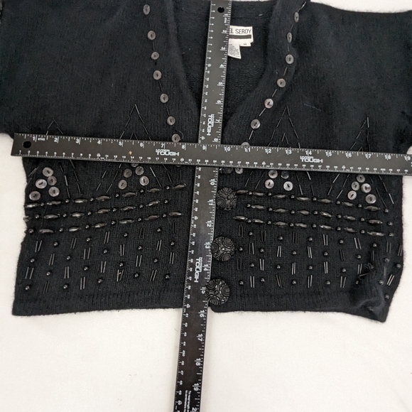 Micheal Seroy Beaded Angora Rabbit and Lambswool Cropped Cardigan Medium - Picture 6 of 10